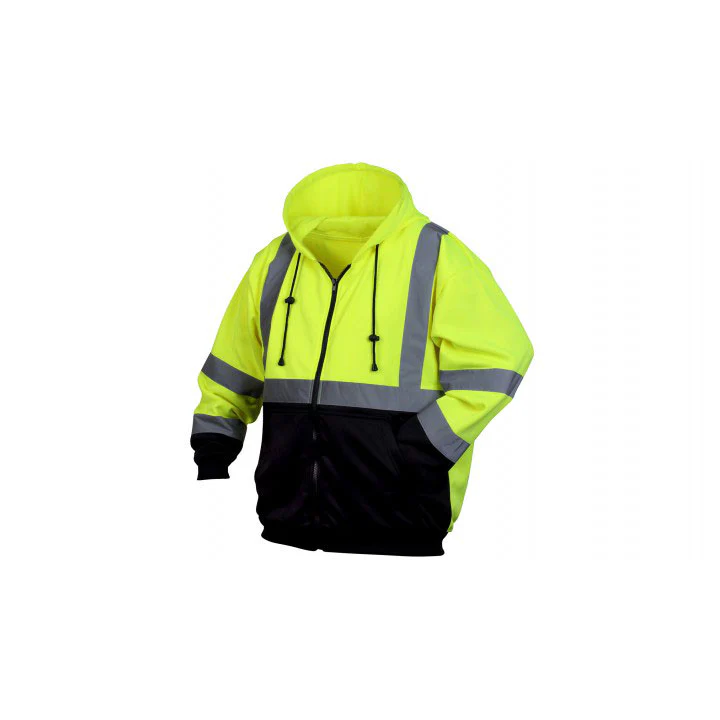 Pyramex RSZH3210X3 Hi-Vis Lime Zipper Sweatshirt With Black Bottom- 3X Large - Moutools