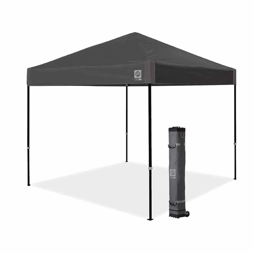 EZ-UP AMB3SBKF10SG 10' x 10' Ambassador Shelter Canopy Pop Up Shade Tent, Steel Gray Top, Included Roller Bag - Moutools