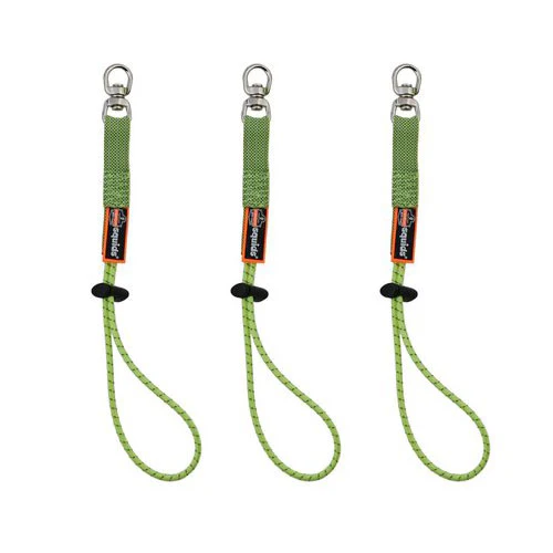 Ergodyne 19765-BULK Squids 3713 Elastic Loop Tool Tails Swivel - 10lbs 60-Pack, Lime - Moutools