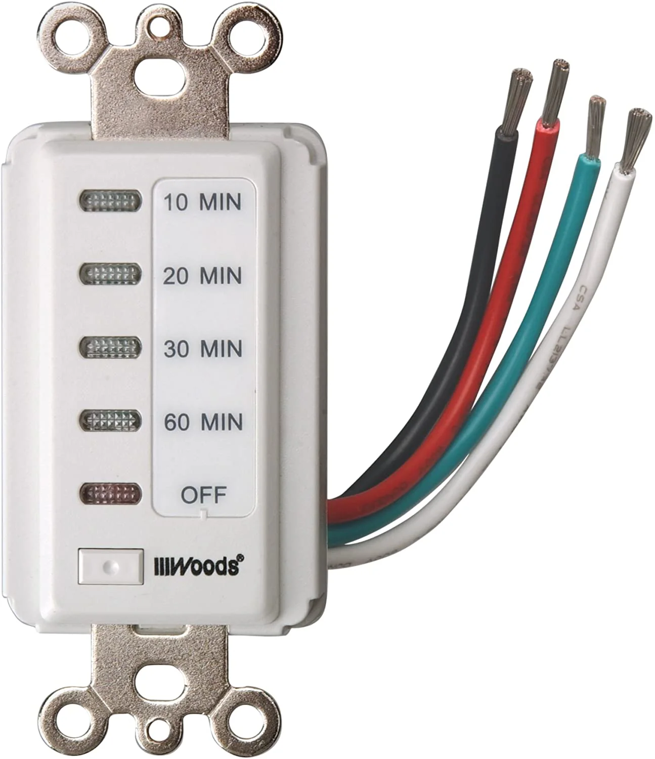 Woods 59008 In-Wall 60-Minute Digital Countdown Timer, White - Moutools