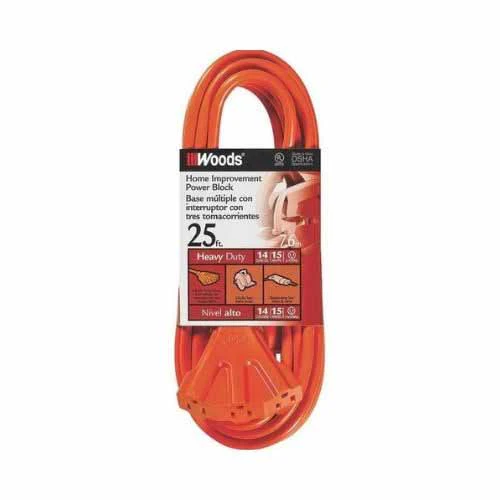Woods 825 Cord Set, 14/3 25' STJW Orange - Moutools