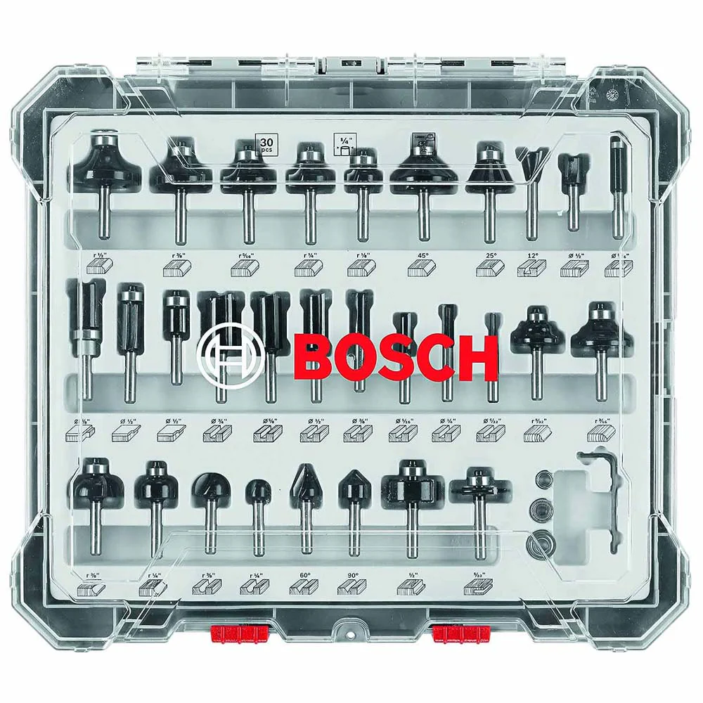 Bosch RBS030MBS 30pc. Carbide-Tipped Wood Router Bit Set - Moutools