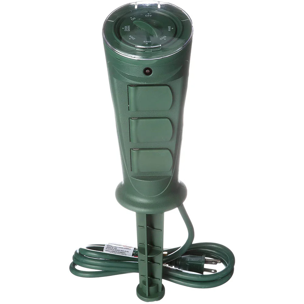 Woods 17321 17321WD Outdoor Plug-In Yard Stake Timer with Photocell, 3 Grounded Outlets, Ideal - Moutools