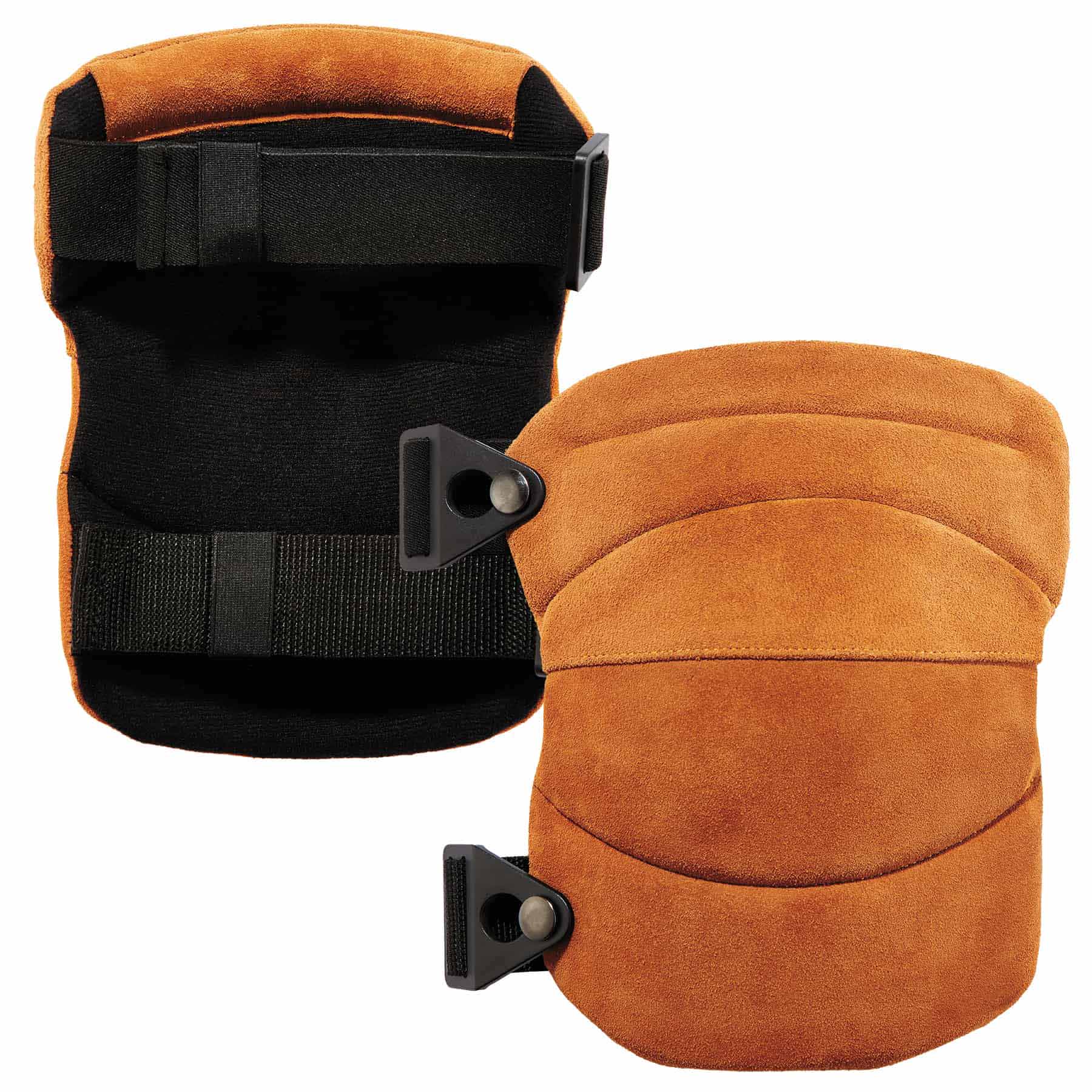 Ergodyne 18232 230LTR  Brown Leather Knee Pads - Wide Soft Cap - Moutools