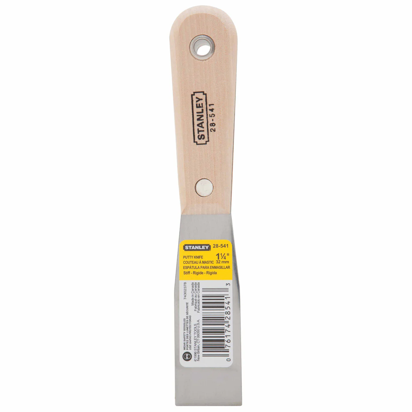 Stanley 28-541 Wood Handle Stiff Putty Knife - 1-1/4