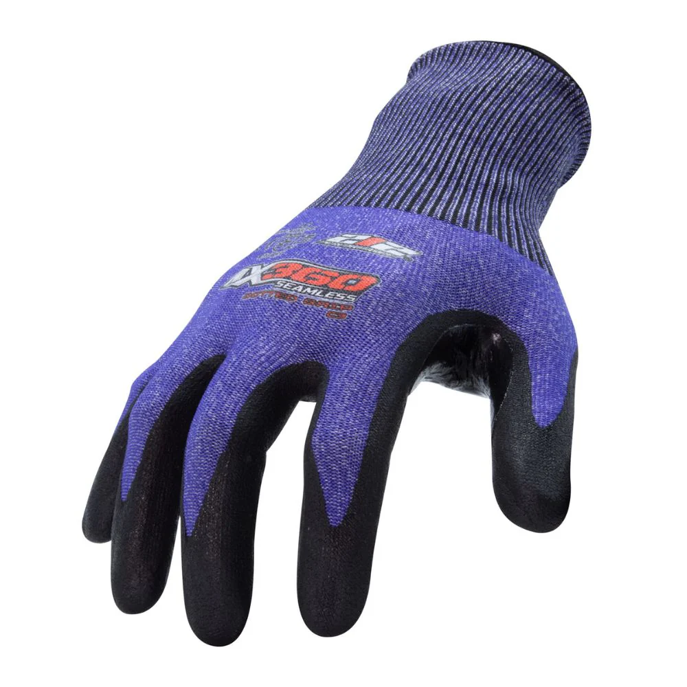 212 Performance AXDGC3-03-010 AX360 Seamless Nitrile-dipped Cut Resistant Dotted Grip Gloves (EN Level 3), Large Blue - Moutools