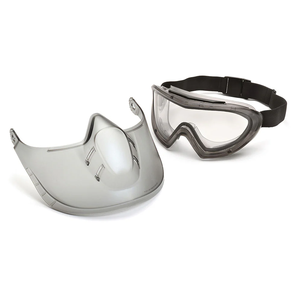 Pyramex GG504DTSHIELD Capstone Shield Clear H2X Anti-Fog Dual Lens Safety Goggles with Clear Shield - Moutools