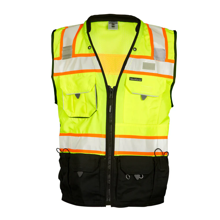 ML Kishigo S5002-S S Lime Premium Black Series Surveyors Vest - Moutools