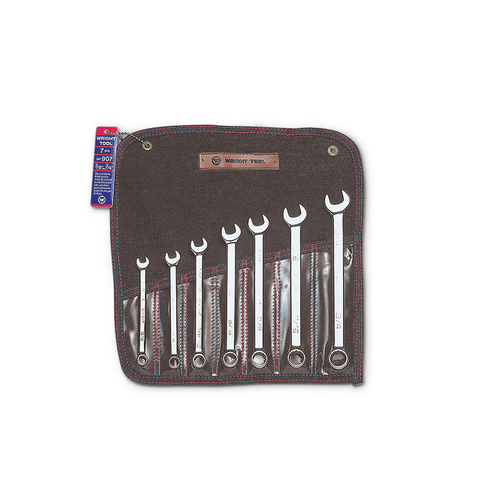 Wright Tool 907 Combination Wrench 2.0, 7 Piece Set, Full Polish 3/8