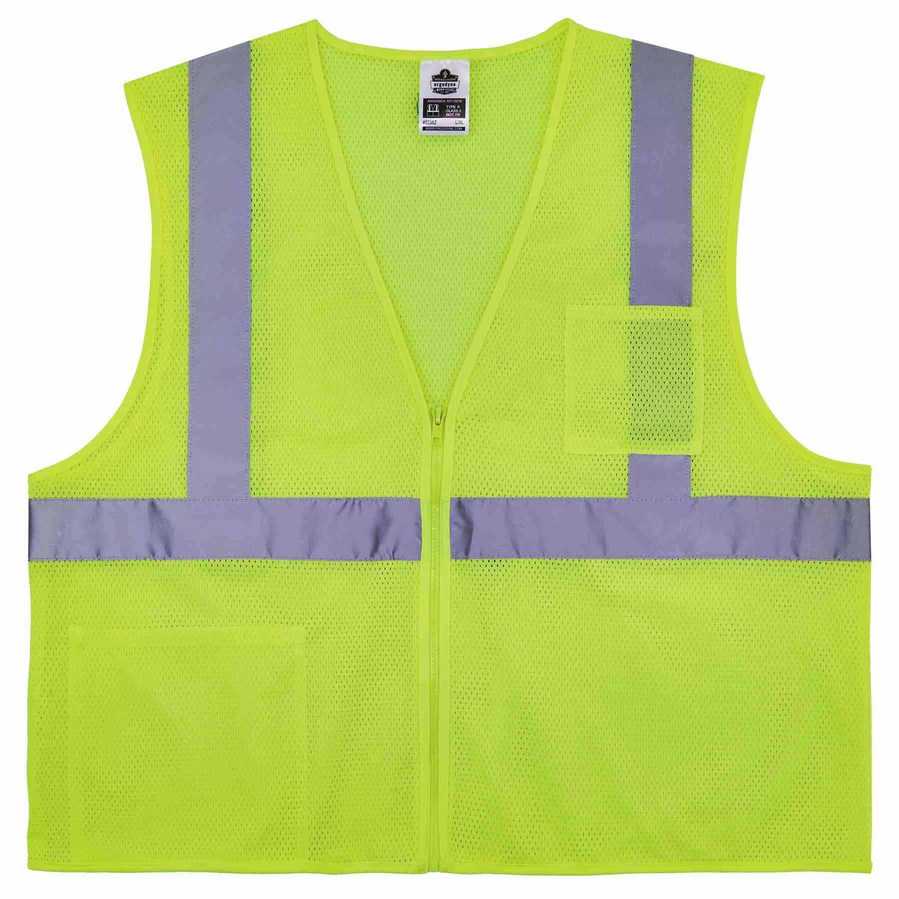 Ergodyne 21579 8256Z 4XL/5XL Lime Class 2 Self-Extinguishing Vest - Zipper - Moutools