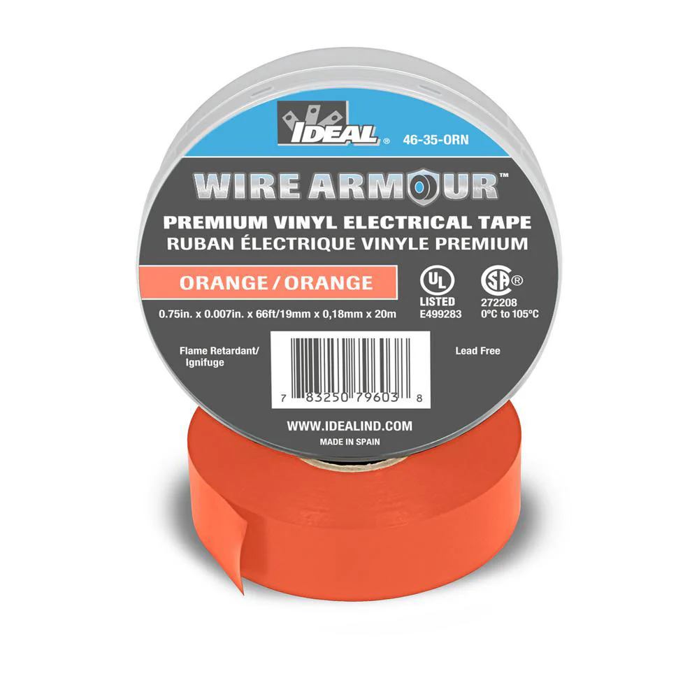 IDEAL Industries 46-35-ORN Wire Armour Color Coding Electrical Tape, 7 Mil, Orange - Moutools