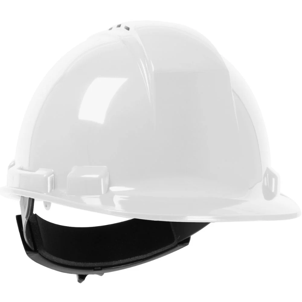 PIP 280-HP241RV-01 Whistler Vented, Cap Style Hard Hat with HDPE Shell, 4-Point Textile Suspension and Wheel Ratchet Adjustment - White - Moutools