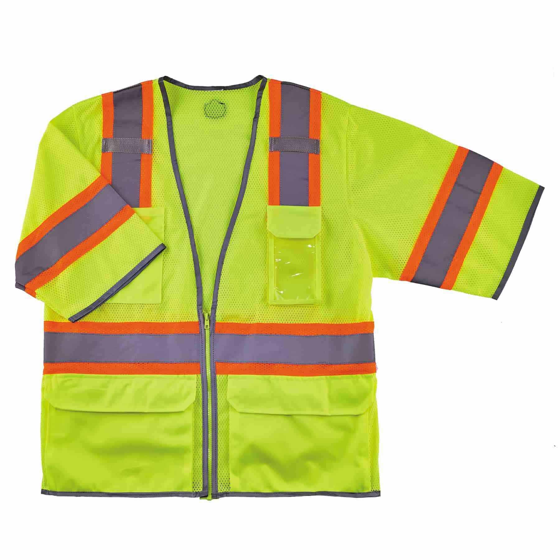 Ergodyne 24169 8346Z 4XL/5XL Lime Class 3 Two-Tone Hi-Vis Surveyor Vest - Zipper - Moutools