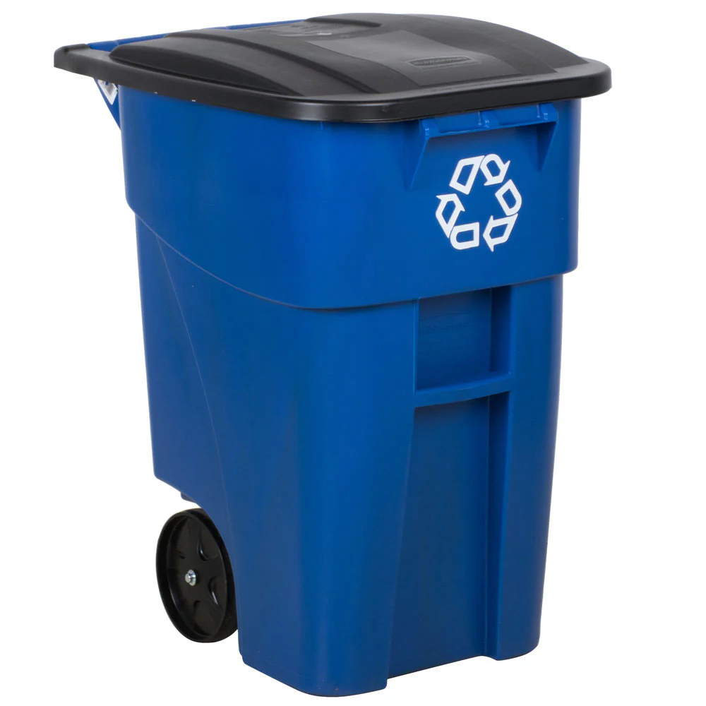 Rubbermaid FG9W2773BLUE BRUTE® Recycling Rollout Container with Lid - Moutools