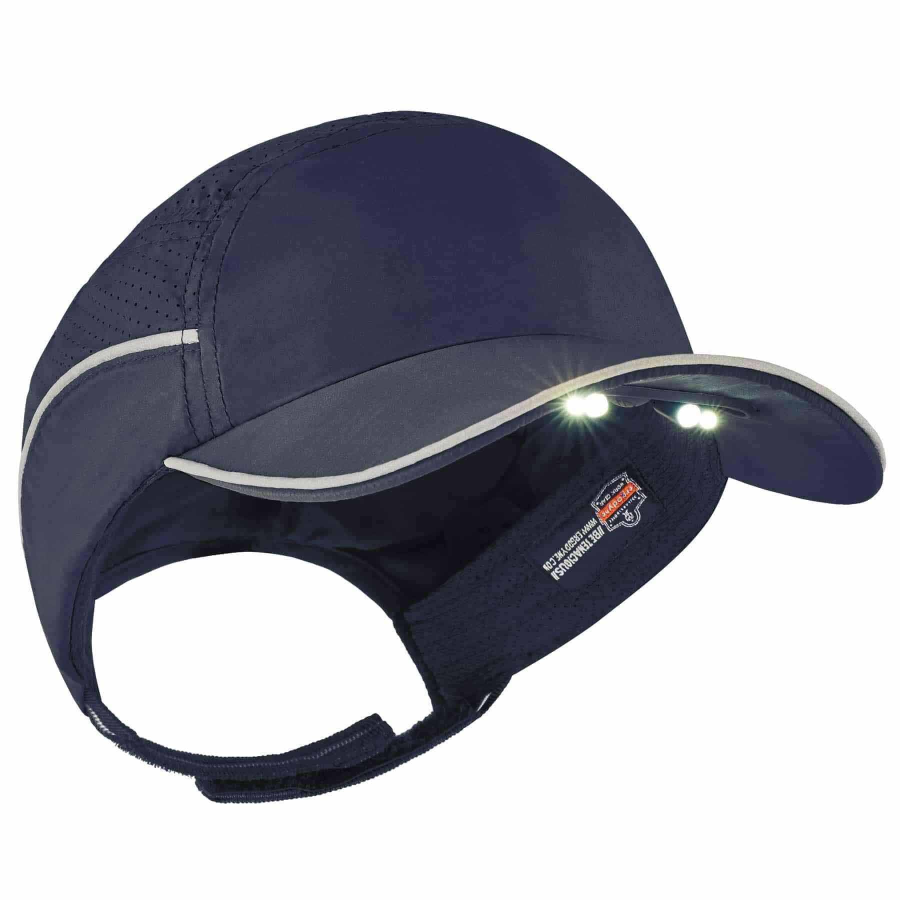 Ergodyne 23339 8965 Long Brim Navy Lightweight Bump Cap Hat + LED Lighting - Moutools