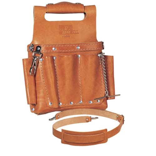 IDEAL 35-950 Tuff-Tote Tool Pouch with Shoulder Strap, Premium Leather Model - Moutools