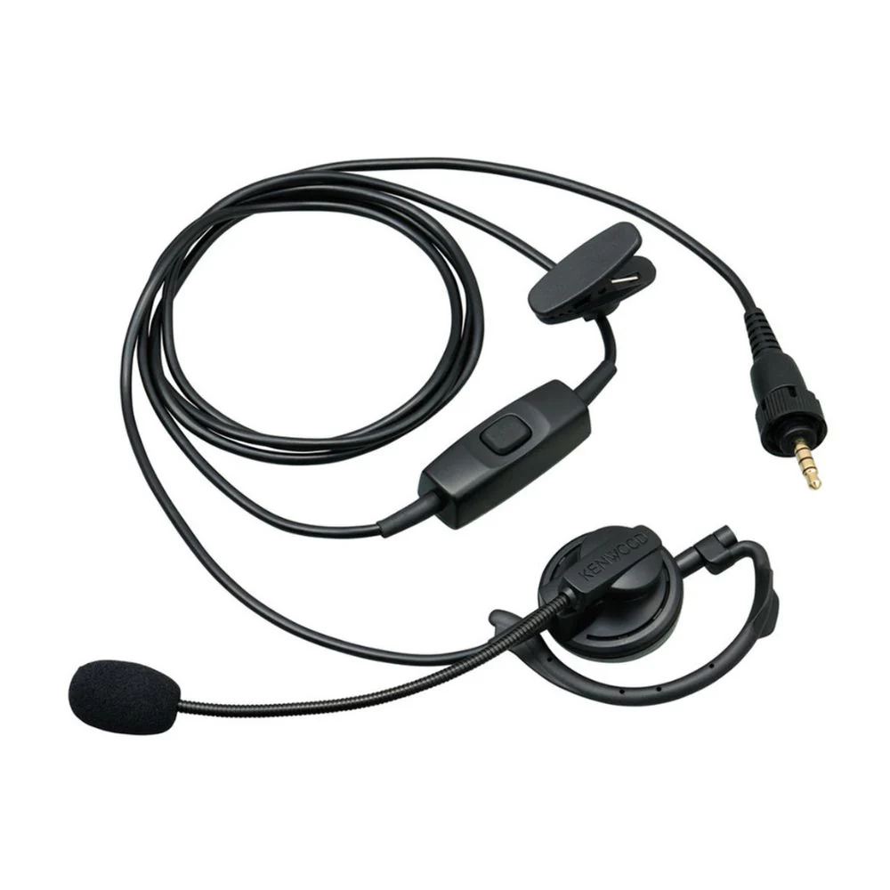 Kenwood KHS-37W Ear Hanger Earpiece with Flexible Boom Mic and Inline PTT Button for NX-P500K Two-Way Radios - Moutools
