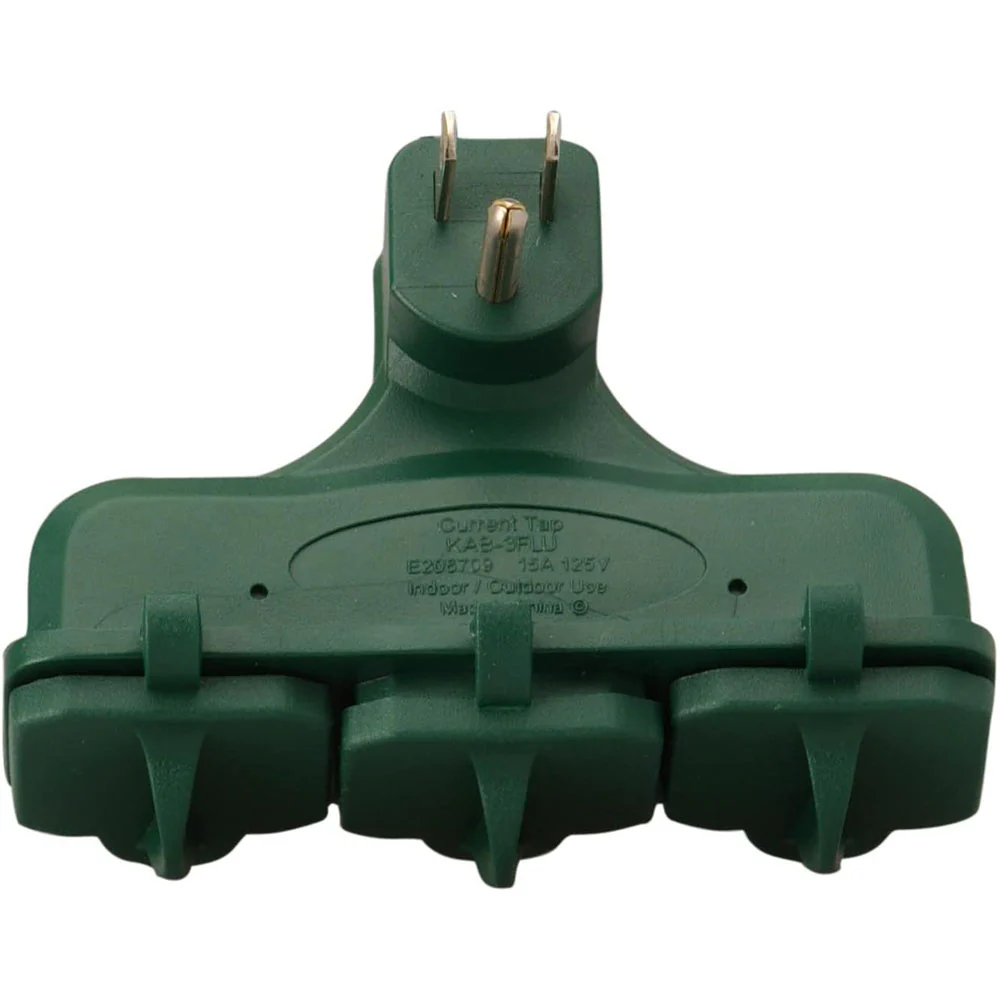Woods 13270 Outdoor Rated 3 Outlet Covered Adapter, Green - Moutools