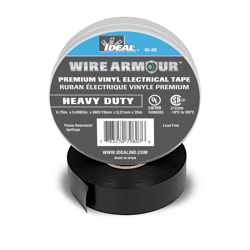 IDEAL Industries 46-88 Wire Armour Heavy-Duty Professional-Grade Vinyl Electrical Tape, 8.5 Mil - Moutools