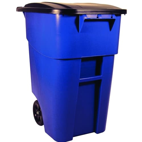 Rubbermaid FG9W2700BLUE BRUTE Rollout Container/Trash Can with Lid - Moutools
