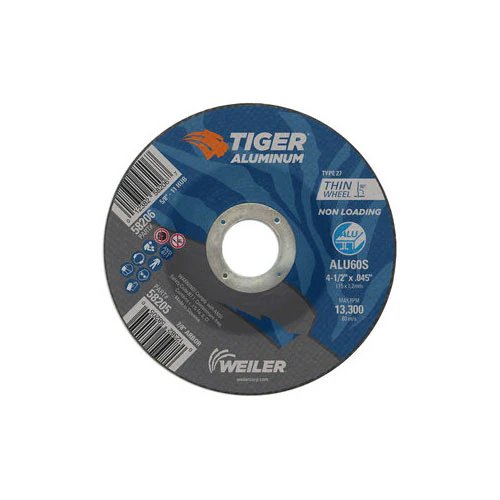 Weiler 58205 CW-4.5 X .045 X 7/8 ALU60S T27 Tiger Aluminum Cutting Wheels - Moutools