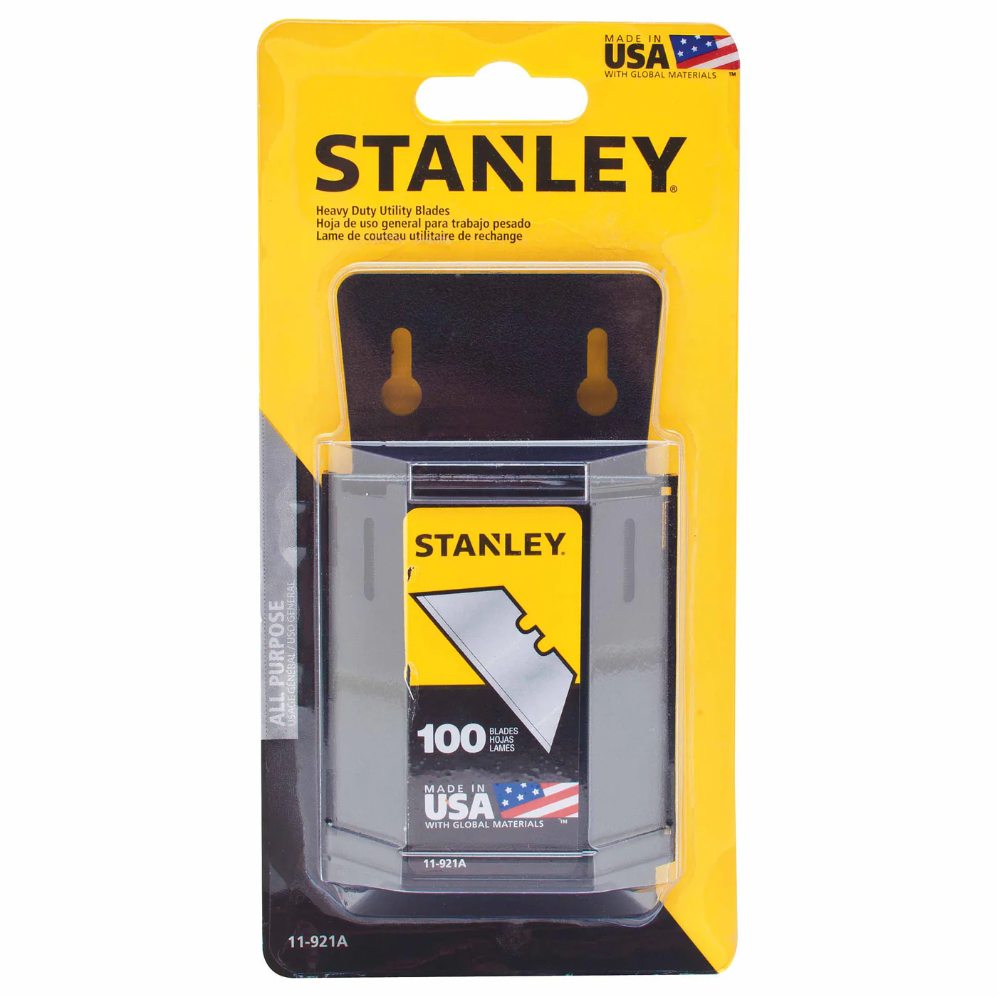 Stanley 11-921A Heavy Duty Utility Blades w/ Dispenser - 100 Pack - Moutools