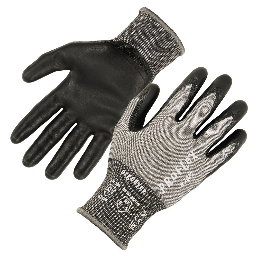 Ergodyne 10313 #7072 1-pair M Gray ANSI A7 Nitrile Coated CR Gloves - Moutools