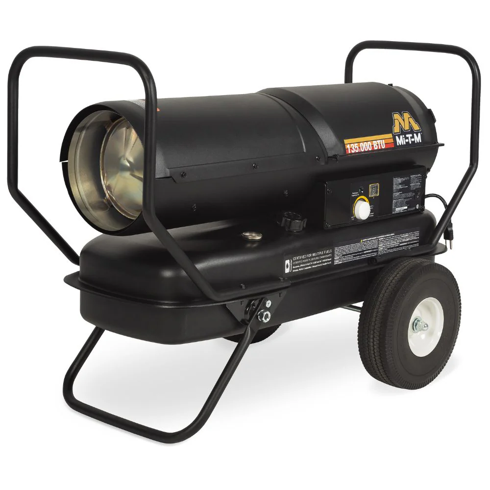Mi-T-M MH-0135-0M11 135,000 BTU Heater Kerosene/ Diesel - Heat Output 3,375 Sq. Ft. Heating Area 11.0 Hours Run Time 10.6 Gallons Fuel Tank - Moutools