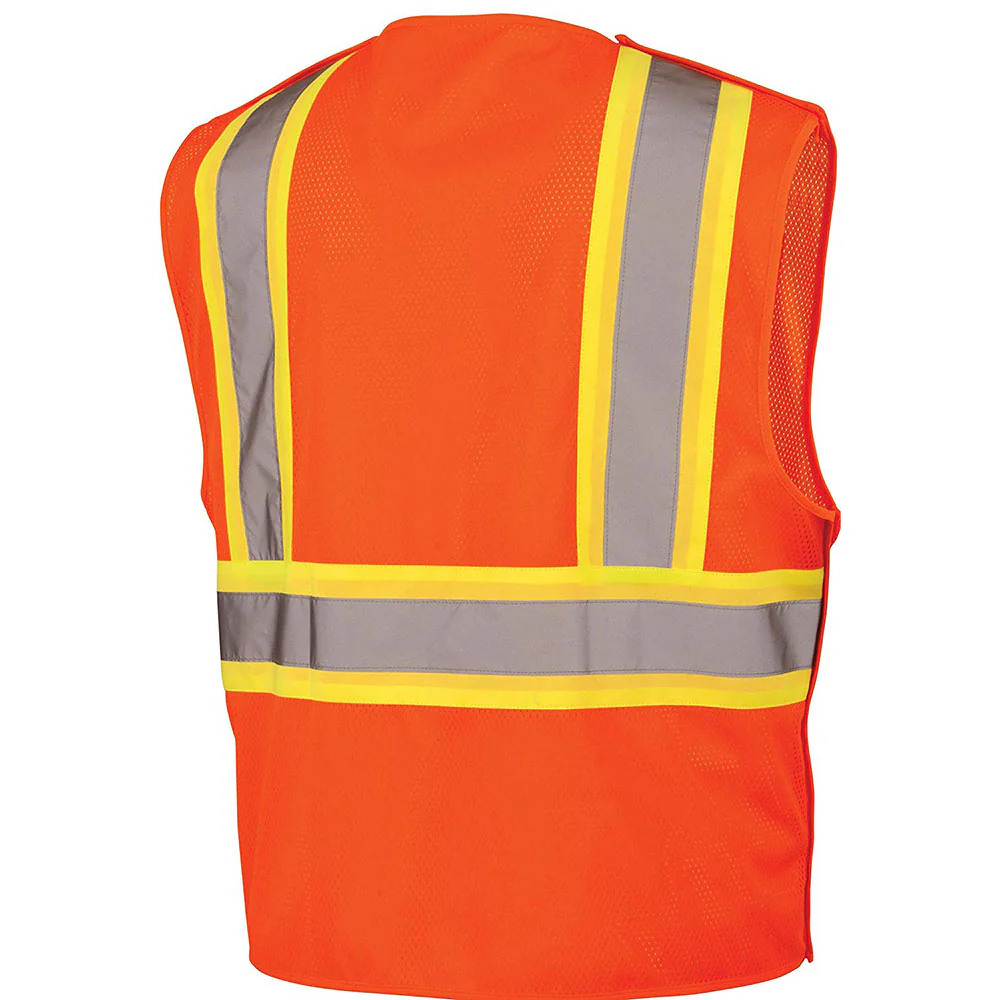 Pyramex RVHL2720BRL Safety Vest - Hi-Vis Orange with 5 Point Break - Size Large - Moutools