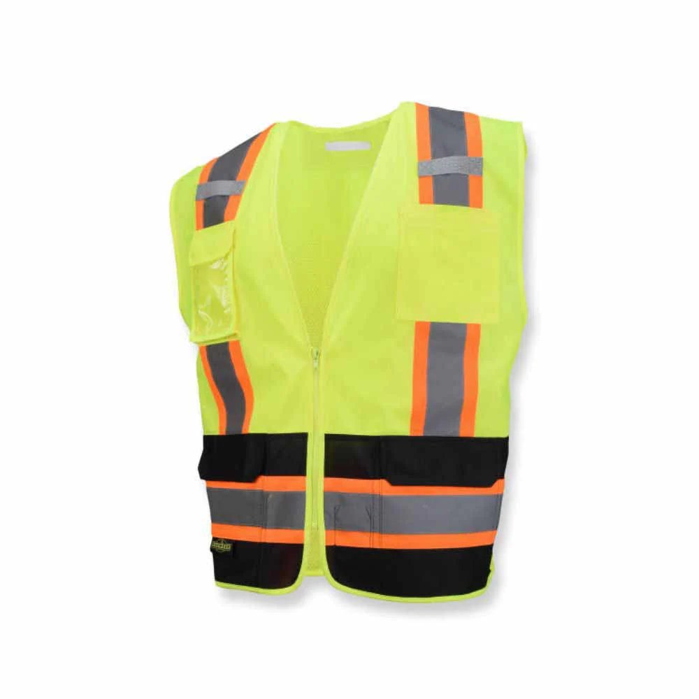 Radians SV6B-2ZGD-3X SV6 Class 2 Surveyor Vest, Zipper, Hi Viz Green/Black, 3X - Moutools
