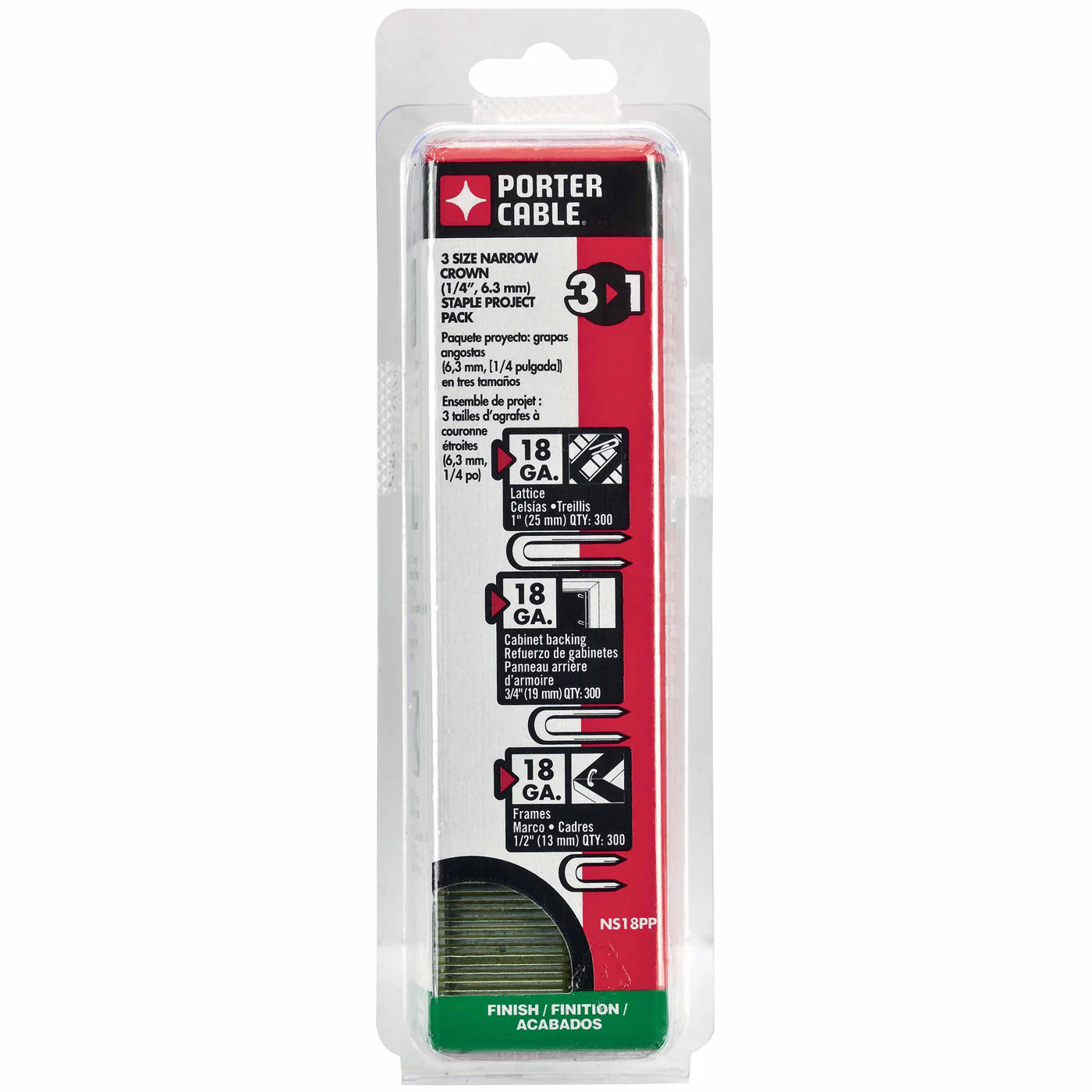 Porter Cable NS18PP 18 Ga Narrow Crown Staple Project Pack - Moutools