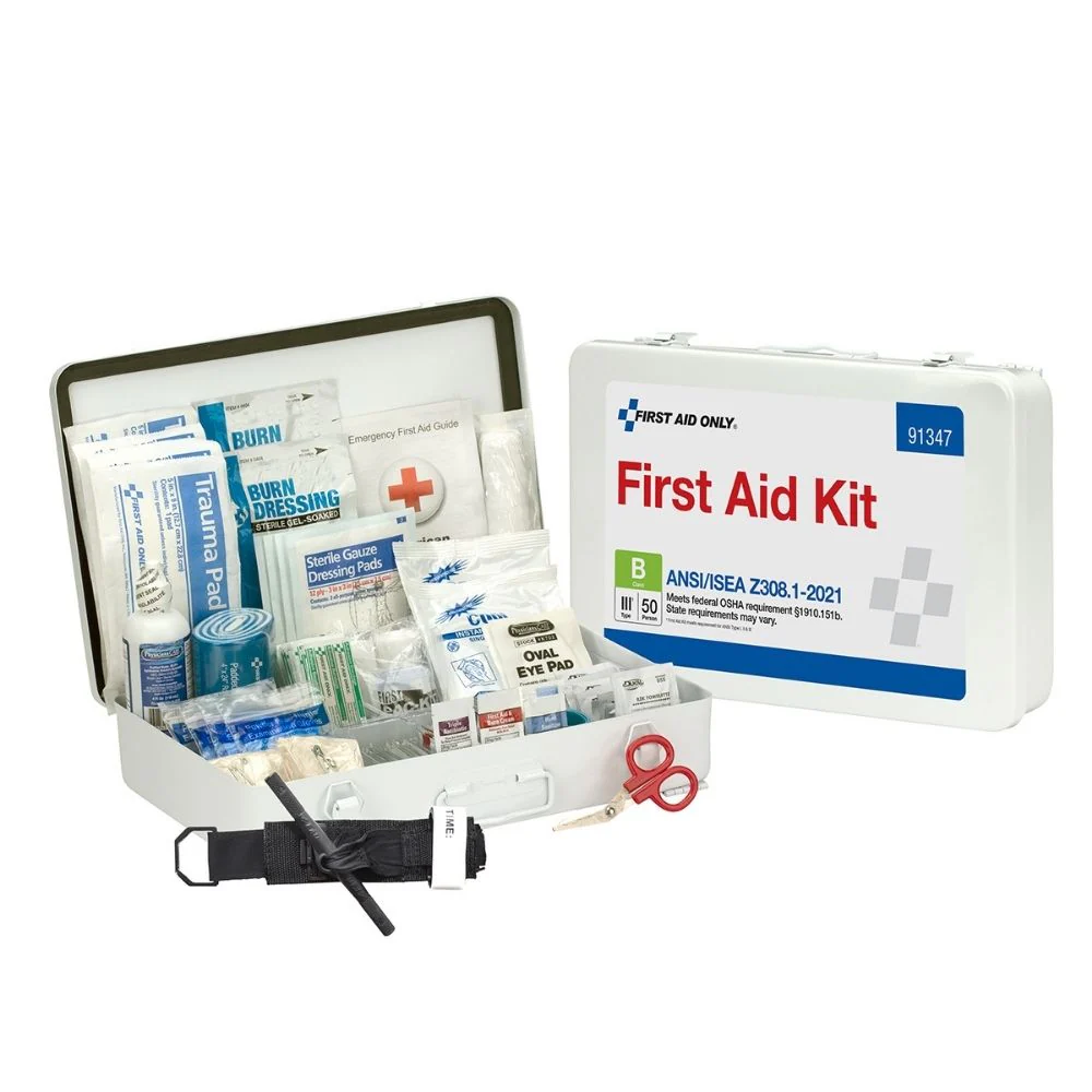 First Aid Only 91347 50 Person First Aid Kit, 2021 ANSI B,  Metal Case - Moutools