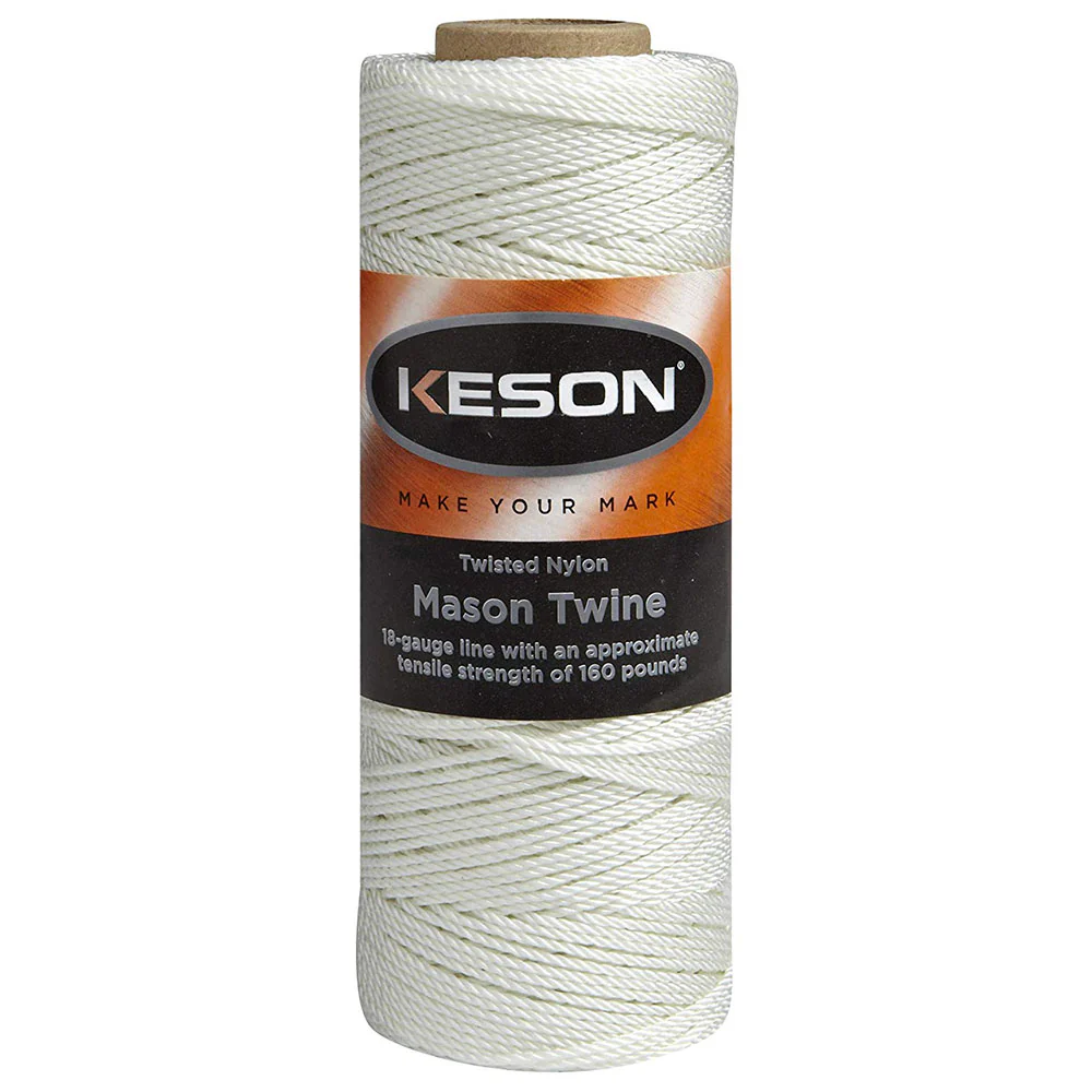 Keson WT545 18-Gauge Twisted Nylon Mason Twine, 545'  White - Moutools