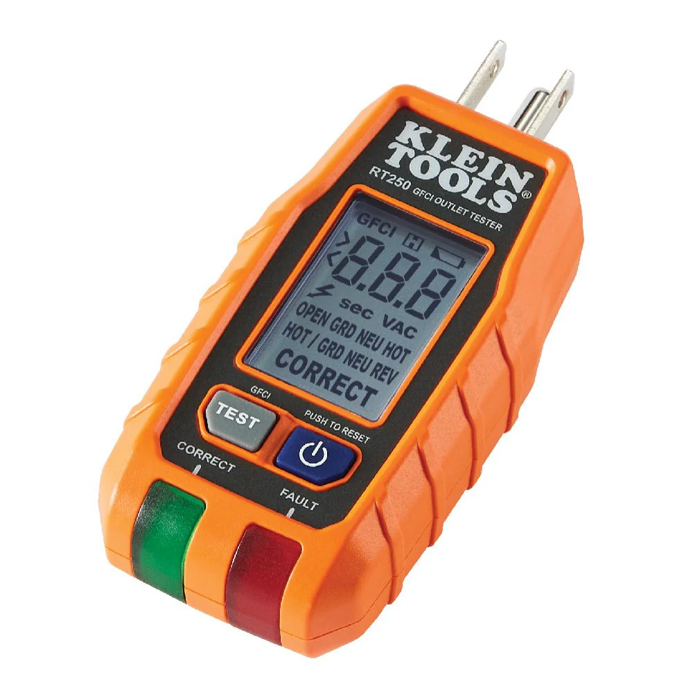 Klein RT250 GFCI Receptacle Tester with LCD - Moutools