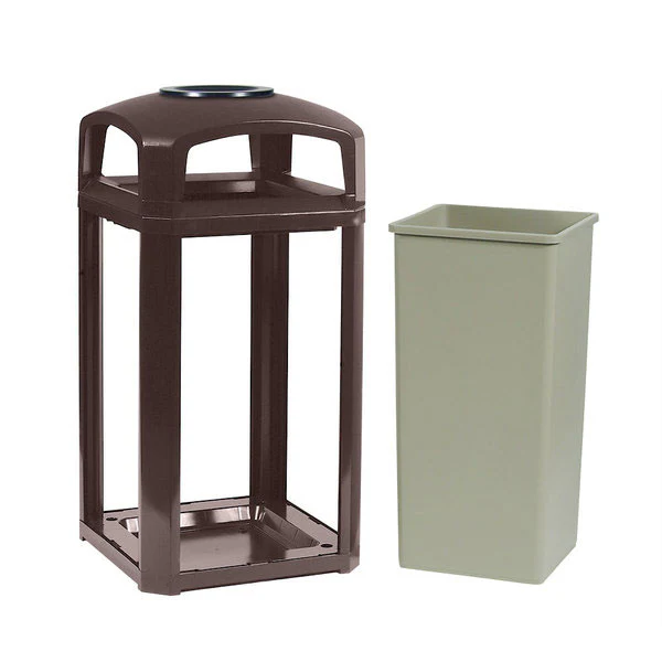 Rubbermaid FG397501SBLE Landmark Series Classic Container/Trash Can, Dome Top with Ashtray, F - Moutools