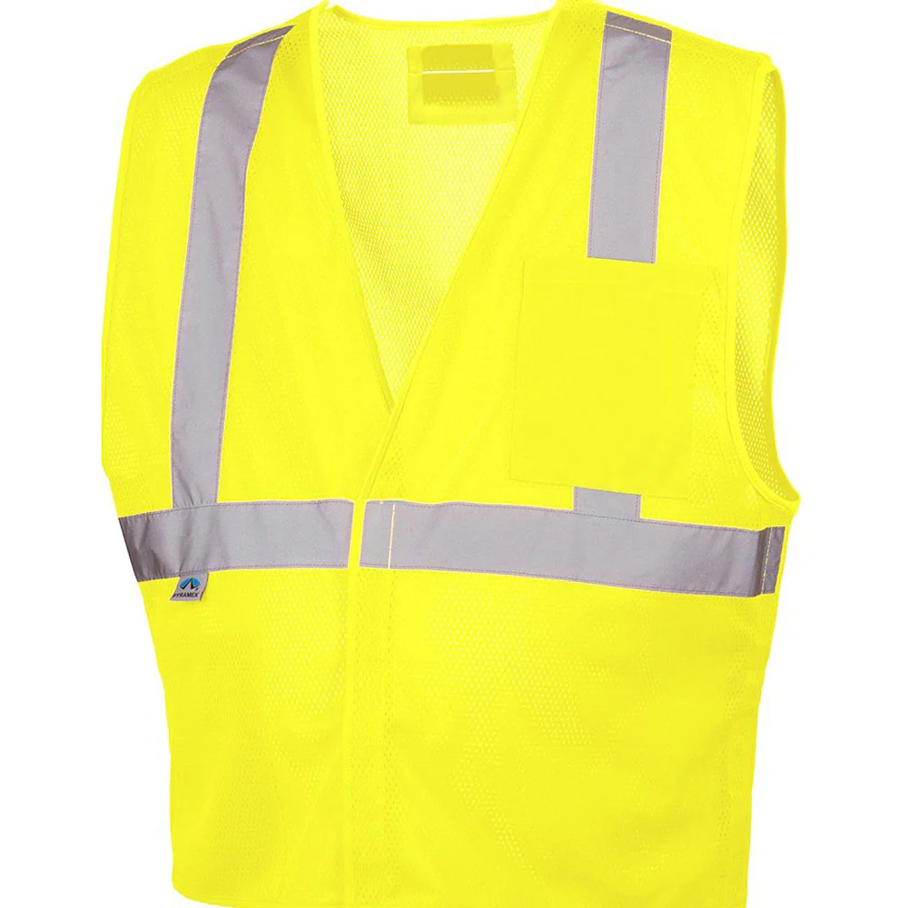Pyramex RVHL2510BRDX3 Safety Vest - Hi-Vis Lime with 5 point D-Ring - 3X Large - Moutools