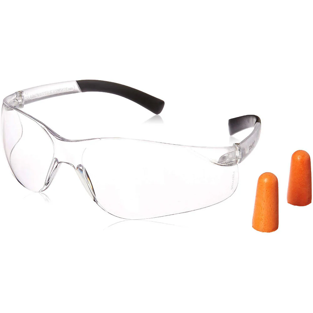 Pyramex PYS2510SNDP Mini Ztek Safety Glasses with Clear Lens and DP1000 Disposable Earplugs, NRR 31dB - Moutools