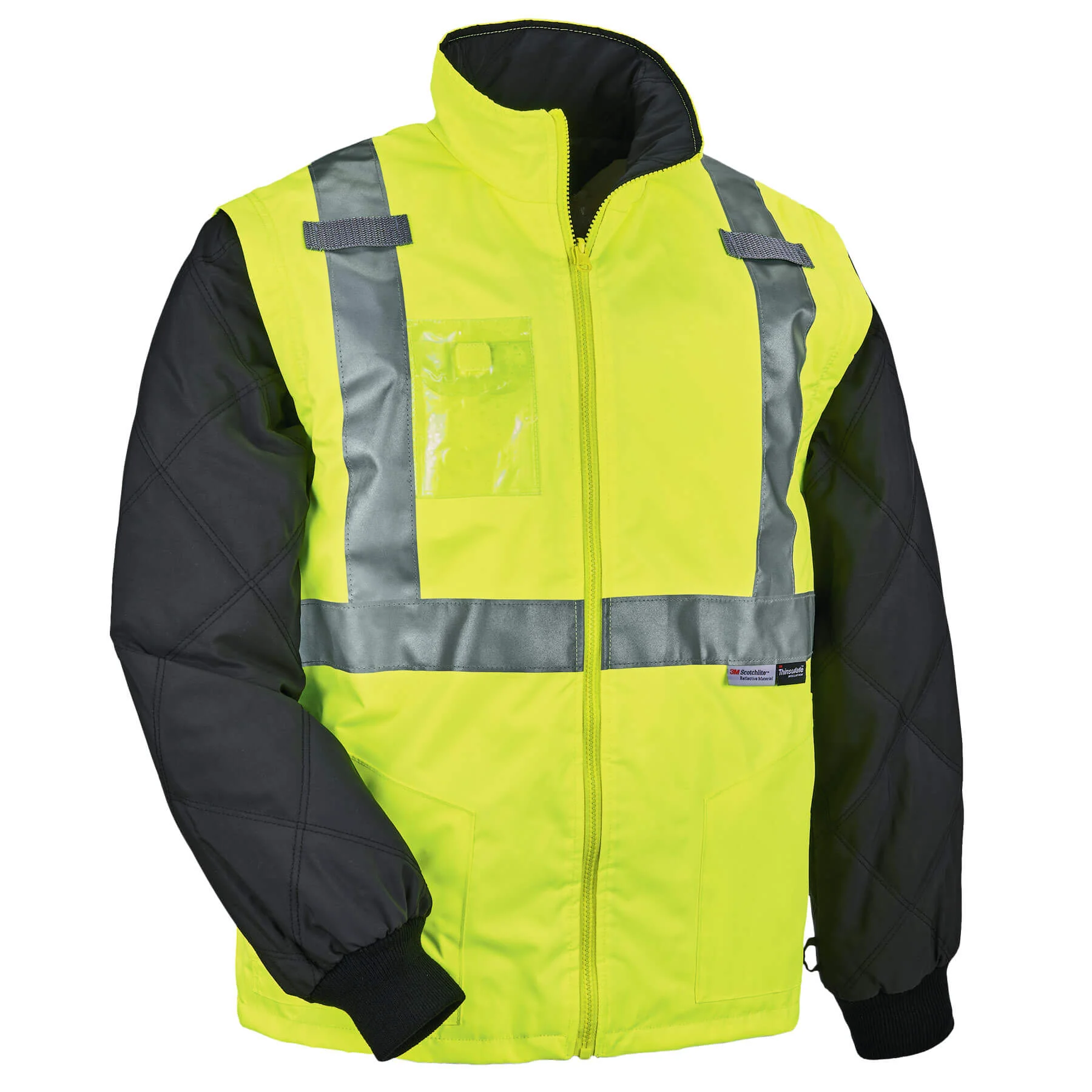 Ergodyne 25498 GloWear 8287 Type R Class 2 Convertible Thermal Jacket, 4XL, HV Lime - Moutools