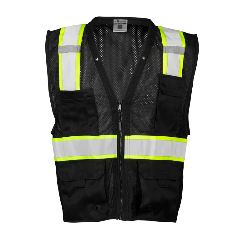 ML Kishigo B100-4X-5X 4X-5X Black Enhanced Visibility Multi Pocket Mesh Vest - Moutools