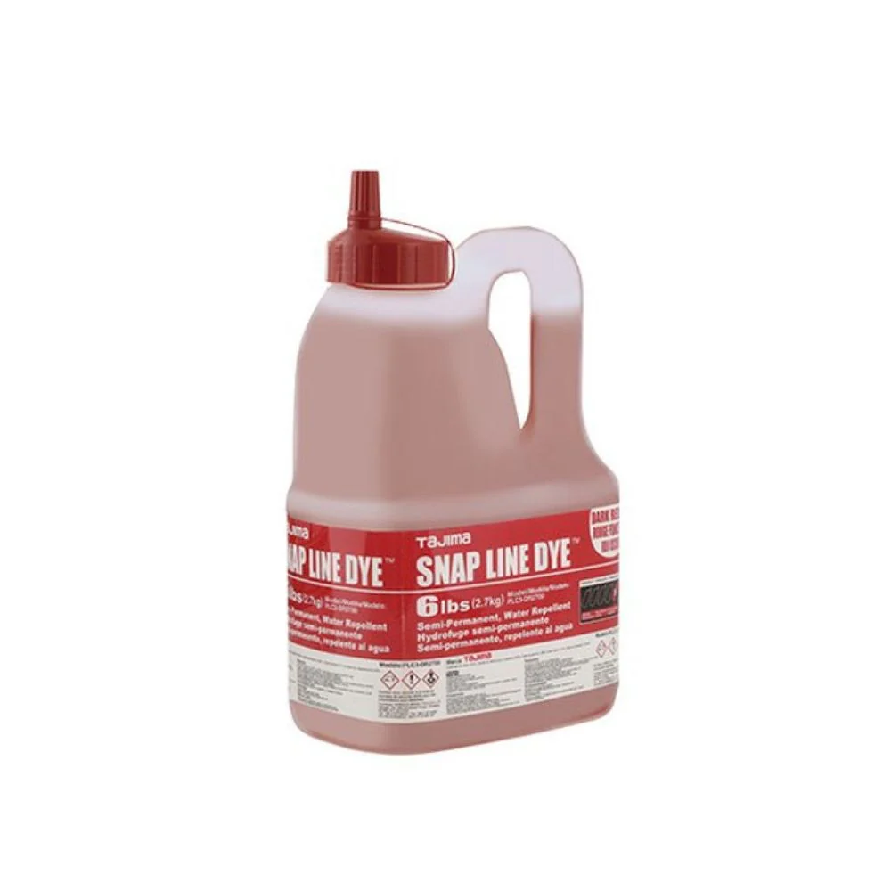 Tajima PLC3-DR2700 Snap Line Dye Permanent Marking Chalk with Easy-Fill Nozzle, 2.7 kgs / 6 lbs, Dark Red - Moutools