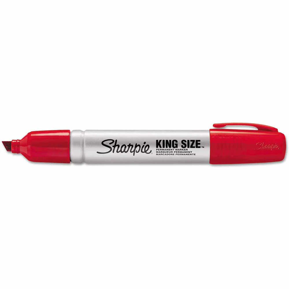 Sharpie 15002 King Size Permanent Marker, Chisel Tip, Red, 1 Marker - Moutools
