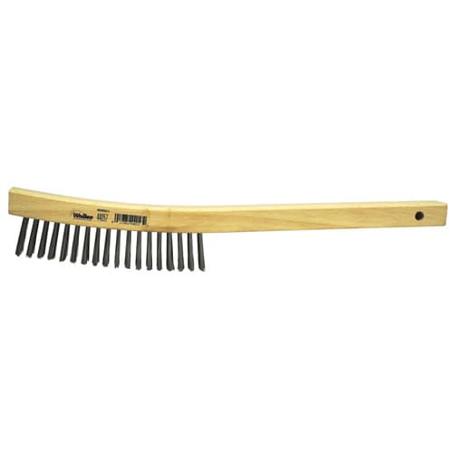 Weiler 44057 Hand Wire Scratch Brush, .012 SS Fill, Curved Handle, 4 x 18 Rows - Moutools