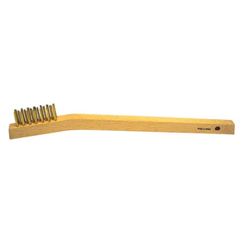 Weiler 44810 Vortec Pro Small Hand Wire Scratch Brush, Brass Fill, Wood Handle, 3 x 7 Rows, Pack/36 - Moutools