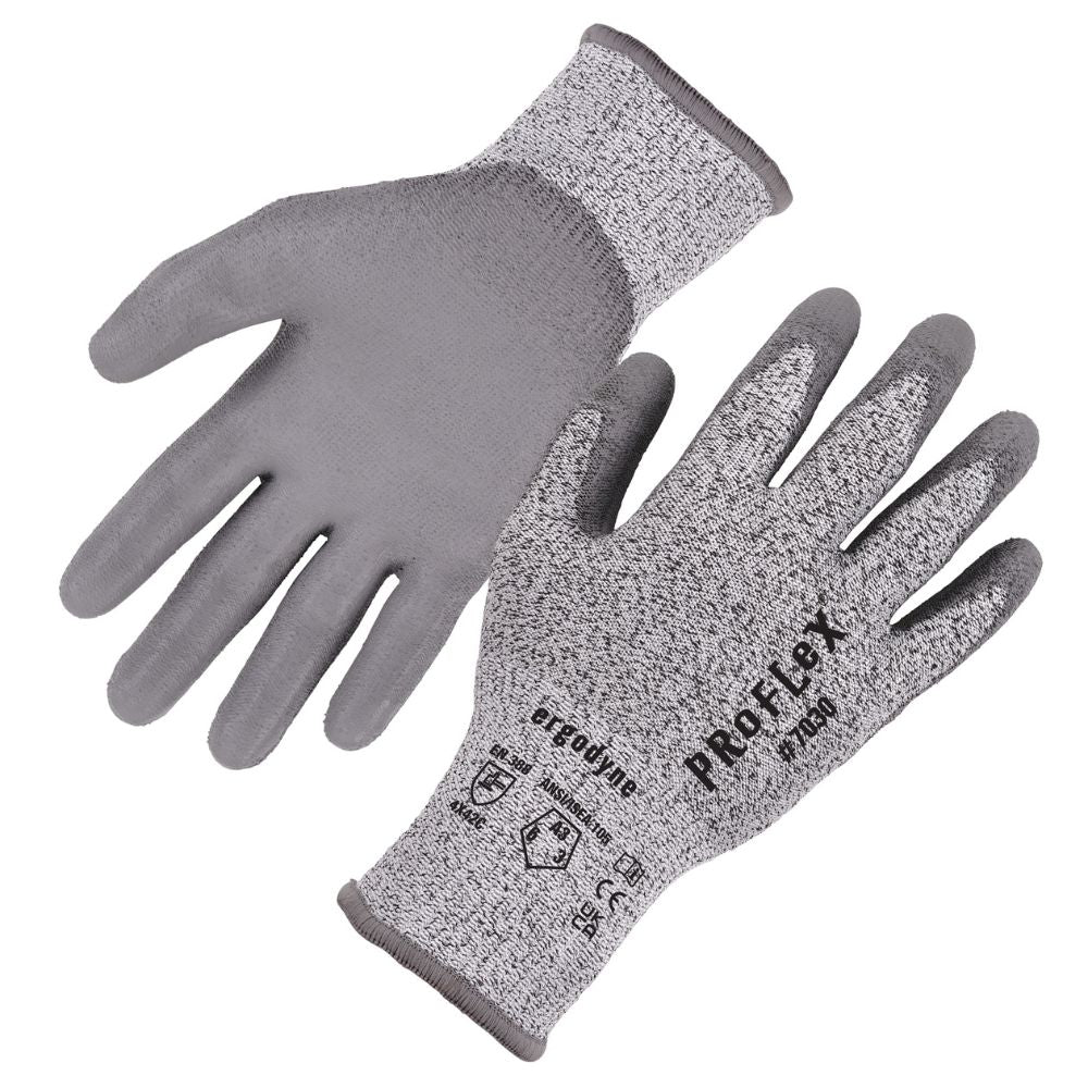 Ergodyne 10463 #7030 1-pair M Gray ANSI A3 PU Coated CR Gloves - Moutools