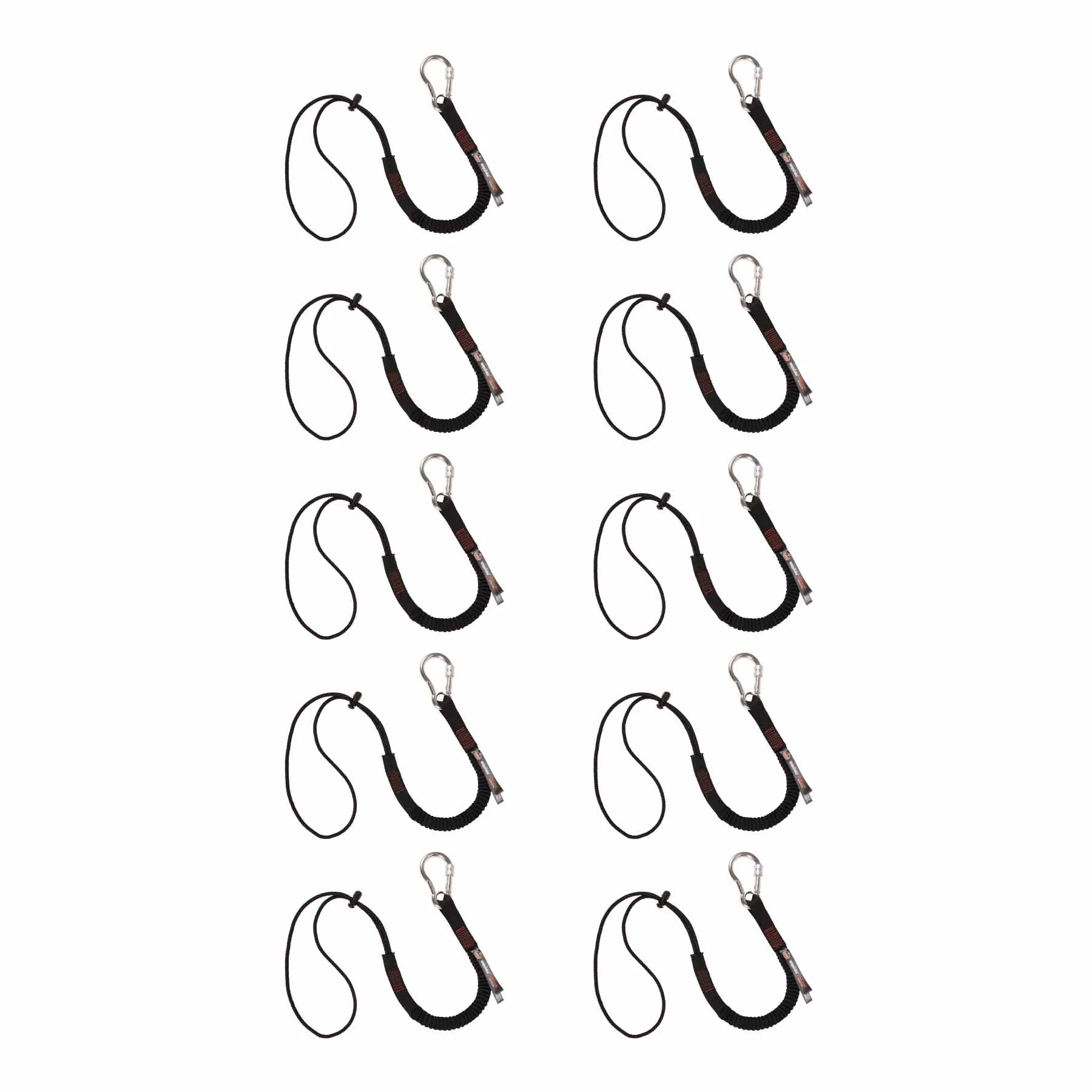 Ergodyne 19010 3105-10PK Standard Black Lanyard - Carabiner + Loop - 15lbs 10-Pack - Moutools
