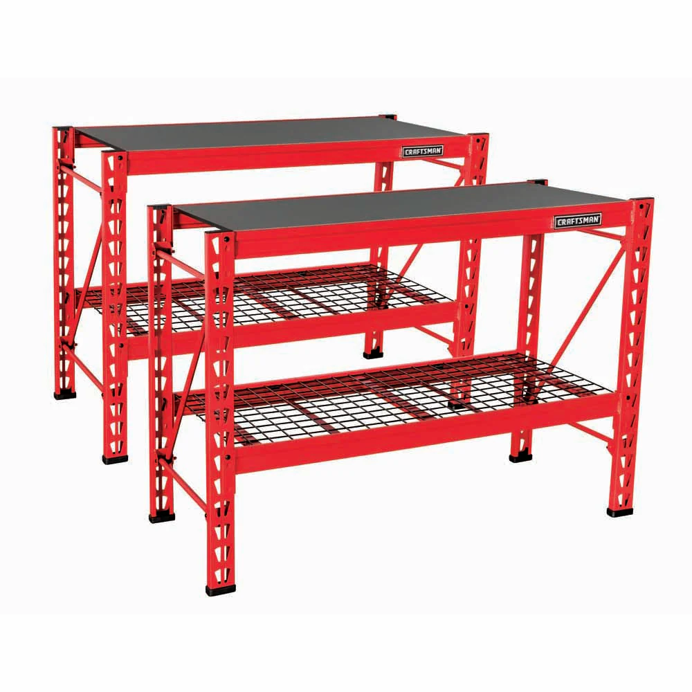 Craftsman 94773 2-Shelf 3-Foot Tall Stackable Tool Chest Depth Storage Rack, 2-Pack - Moutools