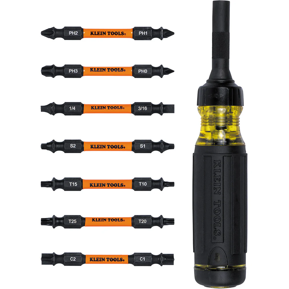 Klein 32315HD 15-in-1 Ratcheting Impact-Rated Multi-Bit Torsion Zone Screwdriver - Moutools