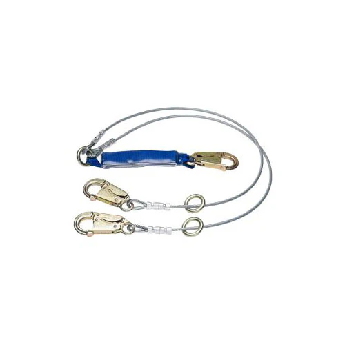 Werner C461101 6' DeCoil Cable Tie-Back Twinleg Lanyard, 5/16