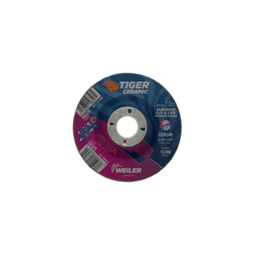 Weiler 58325 4.5 X 1/4 X 7/8 CER24R T27 Tiger Ceramic Grinding Wheel - Moutools
