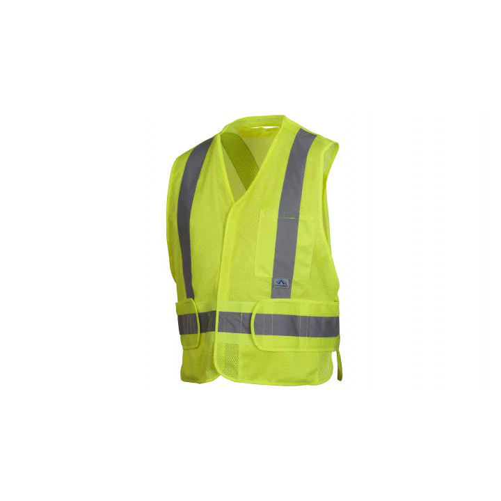 Pyramex RCA2510SEX2 Hi-Vis Lime Vest w/Reflective Tape, Self-Extinguishing, XXL - Moutools